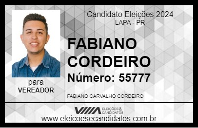 Candidato FABIANO CORDEIRO 2024 - LAPA - Eleições