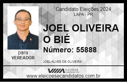 Candidato JOEL OLIVEIRA O BIÉ 2024 - LAPA - Eleições