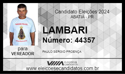 Candidato LAMBARI 2024 - ABATIÁ - Eleições