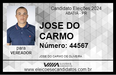 Candidato JOSE DO CARMO 2024 - ABATIÁ - Eleições