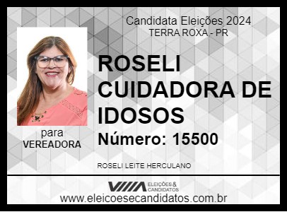 Candidato ROSELI CUIDADORA DE IDOSOS 2024 - TERRA ROXA - Eleições