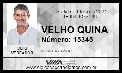 Candidato VELHO QUINA 2024 - TERRA ROXA - Eleições