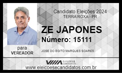 Candidato ZE JAPONES 2024 - TERRA ROXA - Eleições