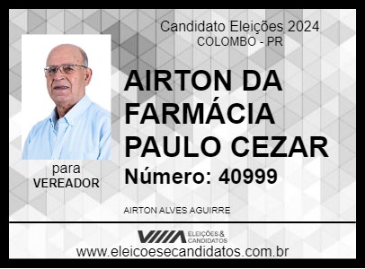 Candidato AIRTON DA FARMÁCIA PAULO CEZAR 2024 - COLOMBO - Eleições