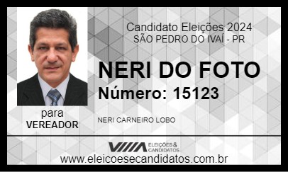 Candidato NERI DO FOTO 2024 - SÃO PEDRO DO IVAÍ - Eleições