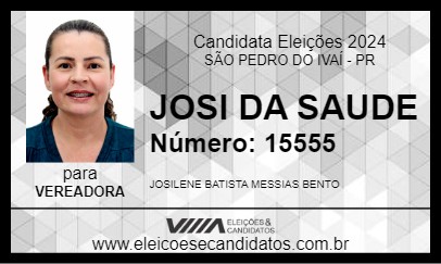 Candidato JOSI DA SAUDE 2024 - SÃO PEDRO DO IVAÍ - Eleições