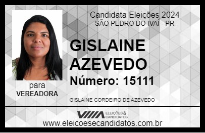 Candidato GISLAINE AZEVEDO 2024 - SÃO PEDRO DO IVAÍ - Eleições