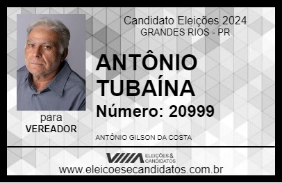 Candidato ANTÔNIO TUBAÍNA 2024 - GRANDES RIOS - Eleições