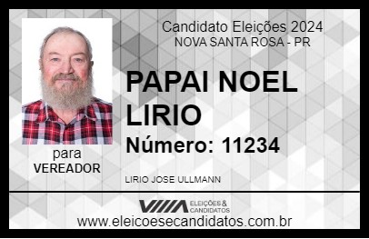 Candidato PAPAI NOEL LIRIO 2024 - NOVA SANTA ROSA - Eleições