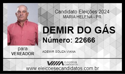 Candidato DEMIR DO GÁS 2024 - MARIA HELENA - Eleições