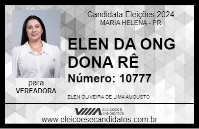 Candidato ELEN DA ONG DONA RÊ 2024 - MARIA HELENA - Eleições