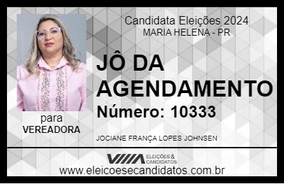 Candidato JÔ DA AGENDAMENTO 2024 - MARIA HELENA - Eleições