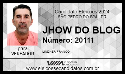 Candidato JHOW DO BLOG 2024 - SÃO PEDRO DO IVAÍ - Eleições