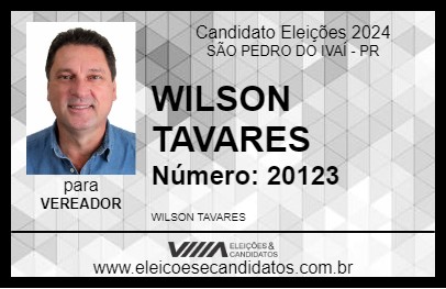 Candidato WILSON TAVARES 2024 - SÃO PEDRO DO IVAÍ - Eleições