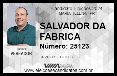 Candidato SALVADOR DA FABRICA 2024 - MARIA HELENA - Eleições