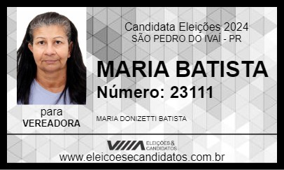 Candidato MARIA BATISTA 2024 - SÃO PEDRO DO IVAÍ - Eleições