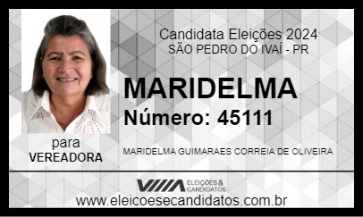 Candidato MARIDELMA 2024 - SÃO PEDRO DO IVAÍ - Eleições