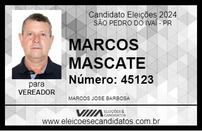 Candidato MARCOS MASCATE 2024 - SÃO PEDRO DO IVAÍ - Eleições