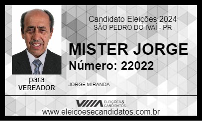 Candidato MISTER JORGE 2024 - SÃO PEDRO DO IVAÍ - Eleições