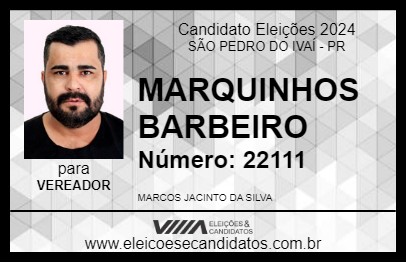 Candidato MARQUINHOS BARBEIRO 2024 - SÃO PEDRO DO IVAÍ - Eleições