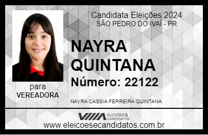 Candidato NAYRA QUINTANA 2024 - SÃO PEDRO DO IVAÍ - Eleições