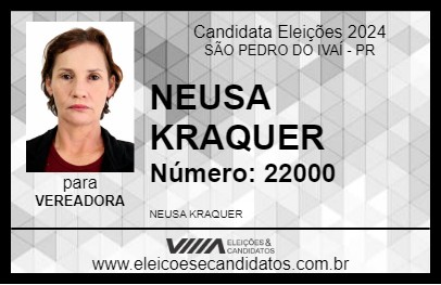 Candidato NEUSA KRAQUER 2024 - SÃO PEDRO DO IVAÍ - Eleições