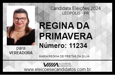 Candidato REGINA DA PRIMAVERA 2024 - LEÓPOLIS - Eleições