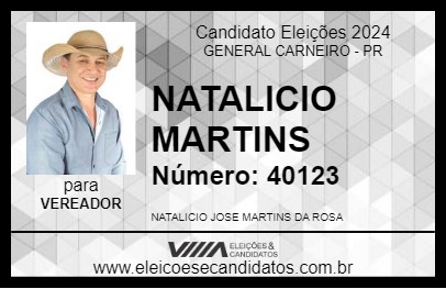 Candidato NATALICIO MARTINS 2024 - GENERAL CARNEIRO - Eleições