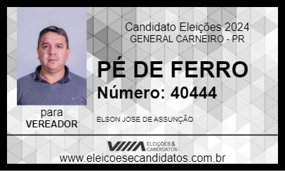 Candidato PÉ DE FERRO 2024 - GENERAL CARNEIRO - Eleições