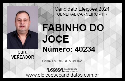 Candidato FABINHO DO JOCE 2024 - GENERAL CARNEIRO - Eleições