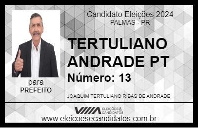 Candidato TERTULIANO ANDRADE PT 2024 - PALMAS - Eleições