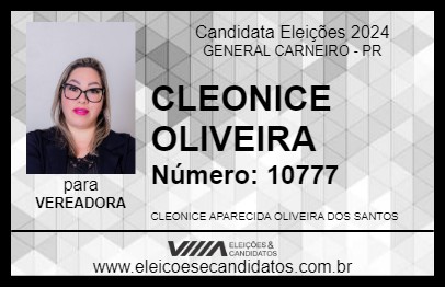 Candidato CLEONICE OLIVEIRA 2024 - GENERAL CARNEIRO - Eleições