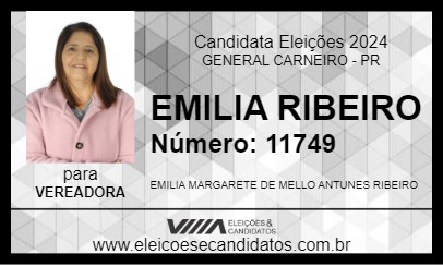 Candidato EMILIA RIBEIRO 2024 - GENERAL CARNEIRO - Eleições