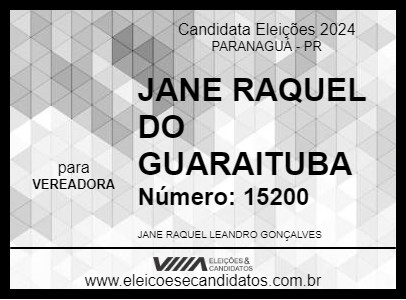 Candidato JANE RAQUEL DO GUARAITUBA 2024 - PARANAGUÁ - Eleições