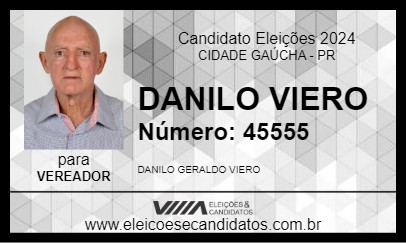 Candidato DANILO VIERO 2024 - CIDADE GAÚCHA - Eleições