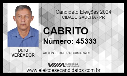 Candidato CABRITO 2024 - CIDADE GAÚCHA - Eleições