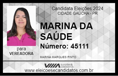 Candidato MARINA DA SAÚDE 2024 - CIDADE GAÚCHA - Eleições