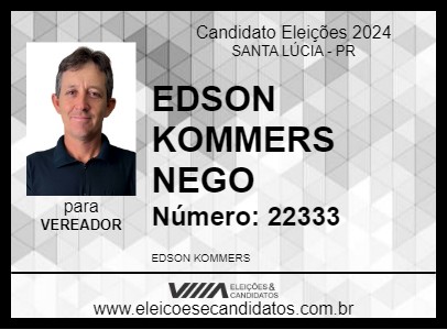 Candidato EDSON KOMMERS  NEGO 2024 - SANTA LÚCIA - Eleições