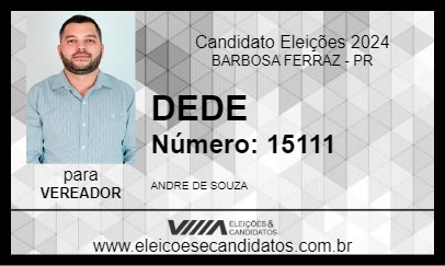 Candidato DEDE 2024 - BARBOSA FERRAZ - Eleições