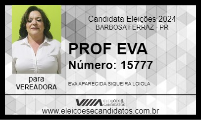 Candidato PROF EVA 2024 - BARBOSA FERRAZ - Eleições