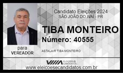 Candidato TIBA MONTEIRO 2024 - SÃO JOÃO DO IVAÍ - Eleições