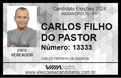 Candidato CARLOS FILHO DO PASTOR 2024 - INDIANÓPOLIS - Eleições