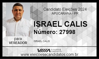 Candidato ISRAEL CALIS 2024 - APUCARANA - Eleições