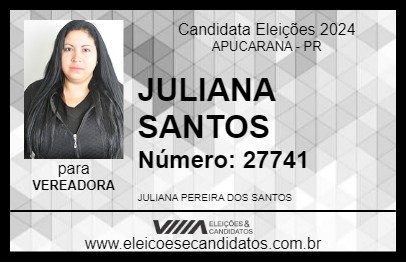 Candidato JULIANA SANTOS 2024 - APUCARANA - Eleições