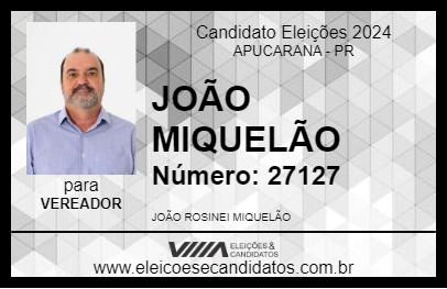 Candidato JOÃO MIQUELÃO 2024 - APUCARANA - Eleições