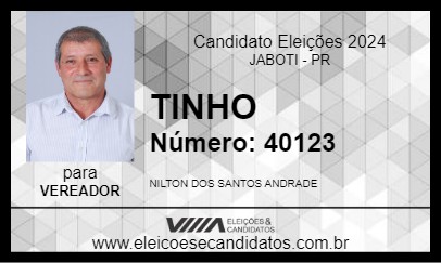 Candidato TINHO 2024 - JABOTI - Eleições