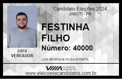 Candidato FESTINHA FILHO 2024 - JABOTI - Eleições