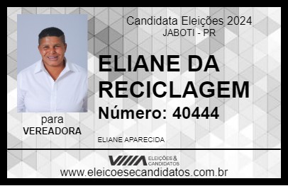 Candidato ELIANE DA RECICLAGEM 2024 - JABOTI - Eleições