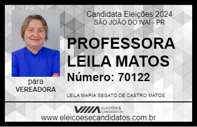 Candidato PROFESSORA LEILA MATOS 2024 - SÃO JOÃO DO IVAÍ - Eleições