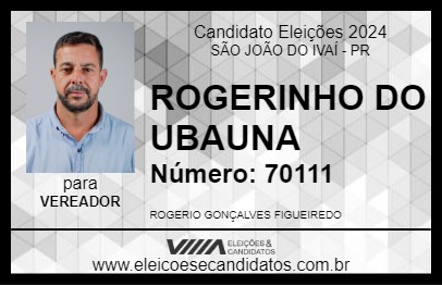 Candidato ROGERINHO DO UBAUNA 2024 - SÃO JOÃO DO IVAÍ - Eleições